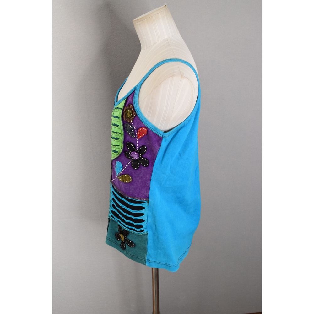 Rising International Patchwork Boho Tank Top Medi… - image 2